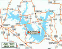 Lake Fork, Texas' Paradise RV Resorts Location Lake Fork area